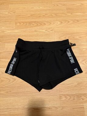 Victoria's Secret Black Athletic Shorts with White Side Logo
